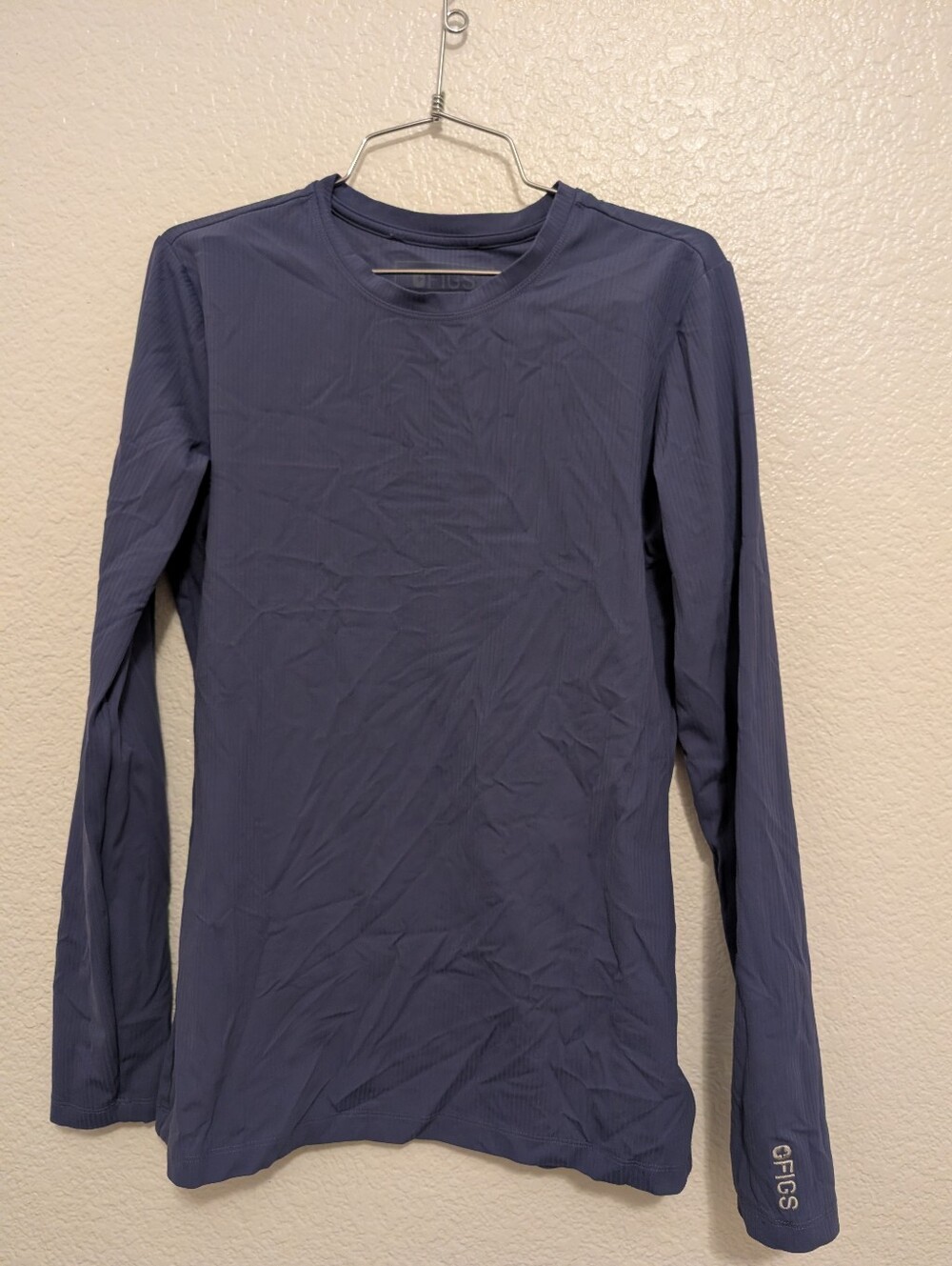 FIGS Women's Palmer Ribbed Long-Sleeve Underscrub Top Blue XS